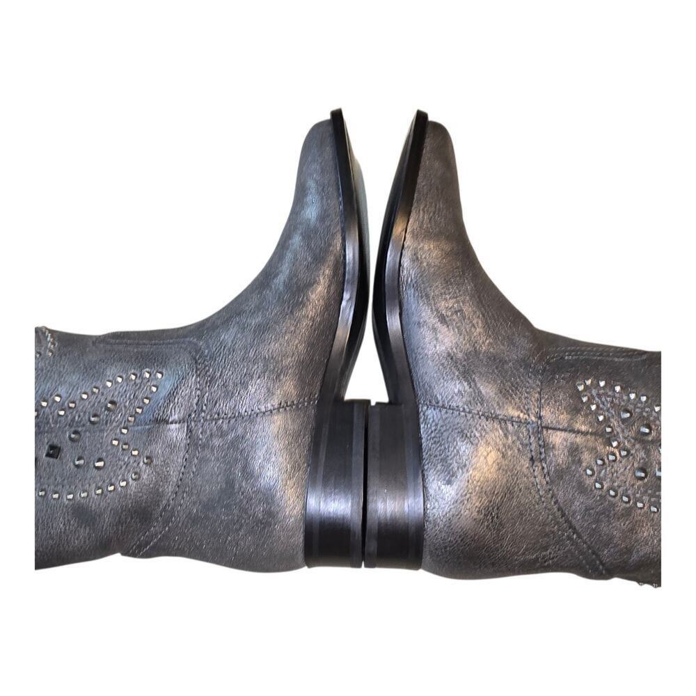 Frye & Co. Womens Tall Phoenix Distressed Studded Boots Size 6M Pewter Festival - Picture 9 of 10